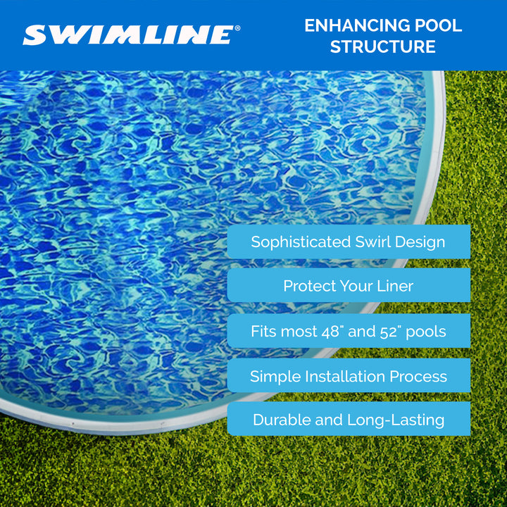 Swimline 24 Ft Swirl Blue Round Above Ground Pool Wall Overlap Liner (Open Box)