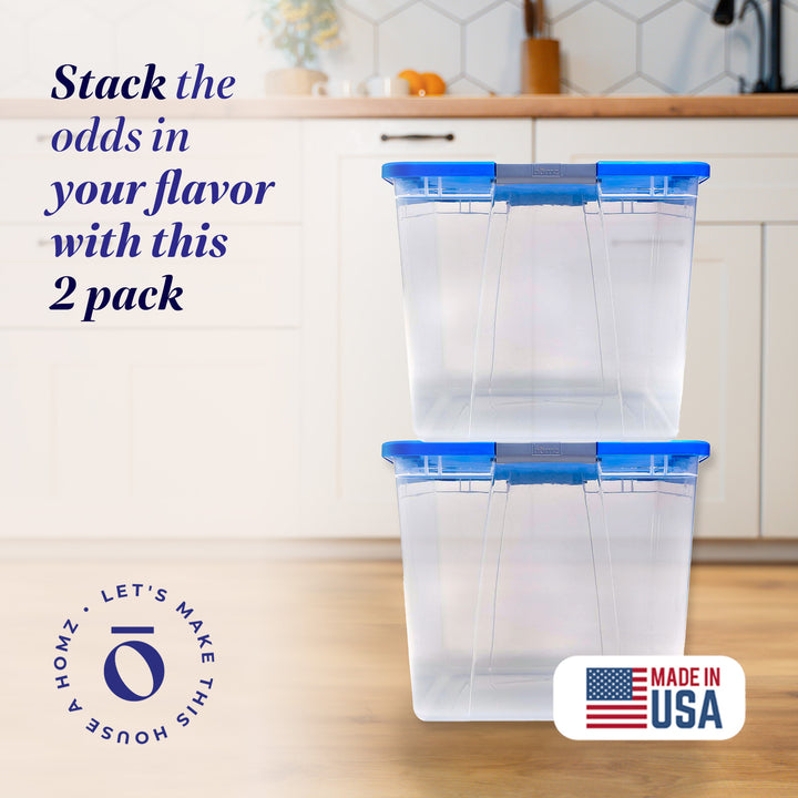 Homz 64 Qt Secure Latch Large Clear Stackable Storage Container Bin (Open Box)