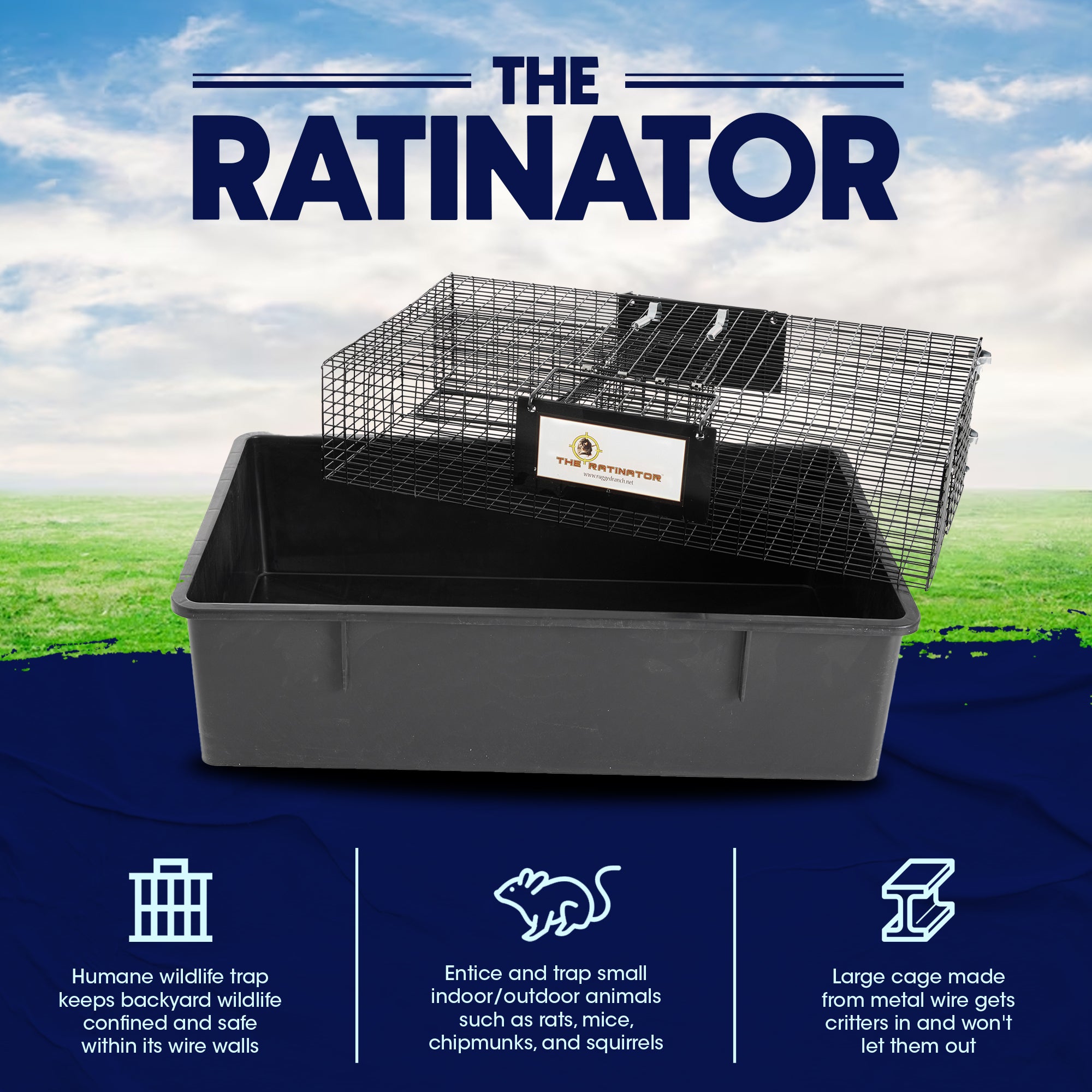 Rugged Ranch RATTR Ratinator Live Rat Squirrel Chipmunk Metal 2 Door Trap Cage - VMInnovations
