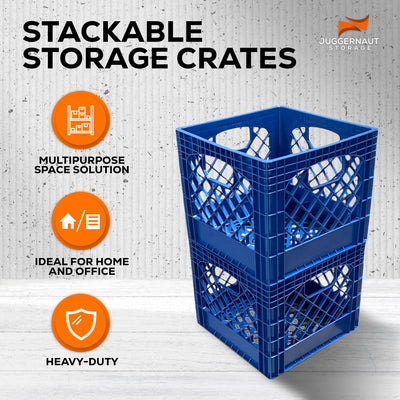 Juggernaut Storage 2pk Crate for Office Storage & Classroom, Blue (Open Box) - VMInnovations