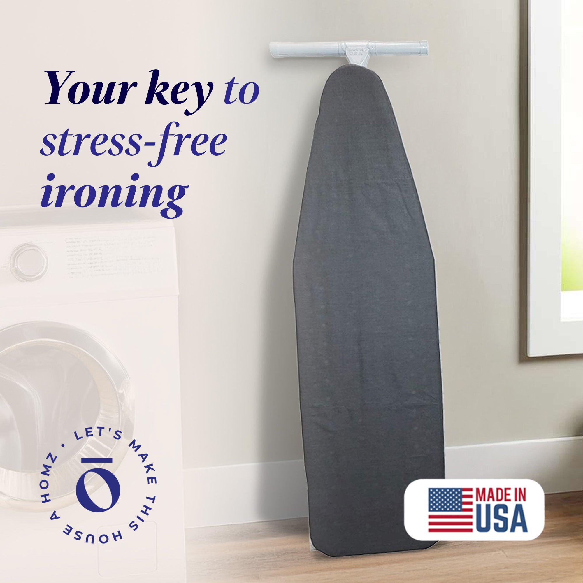 Homz T-Leg Foldable Adjustable Ironing Board with Foam Pad & Cotton Cover (Used)