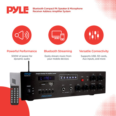 Pyle Bluetooth PA Speaker & Microphone Receiver Amplifier bundle (Open Box)