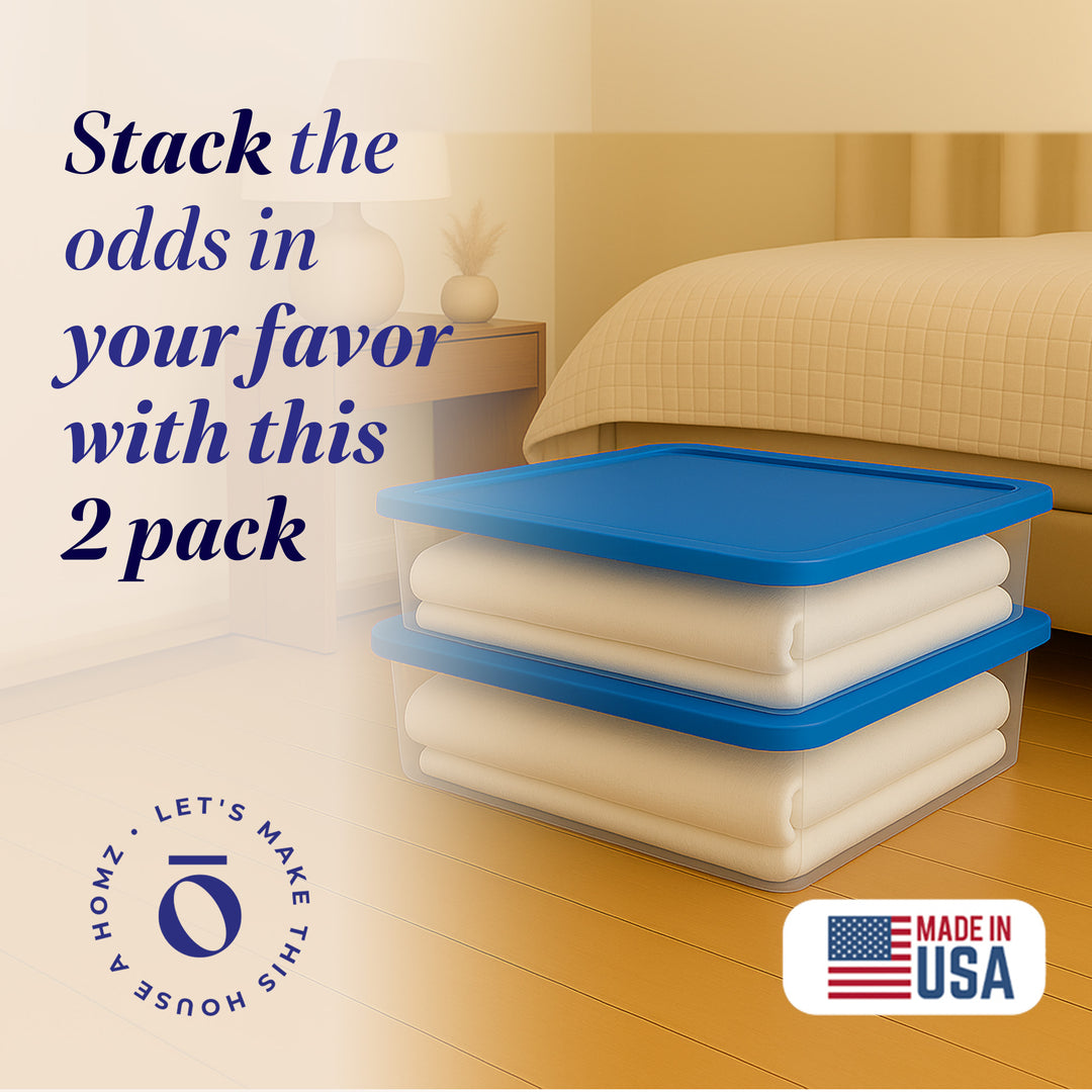 Homz 28 Qt Snaplock Clear Plastic Storage Container Bin w/Lid, Blue (2pk) (Used)