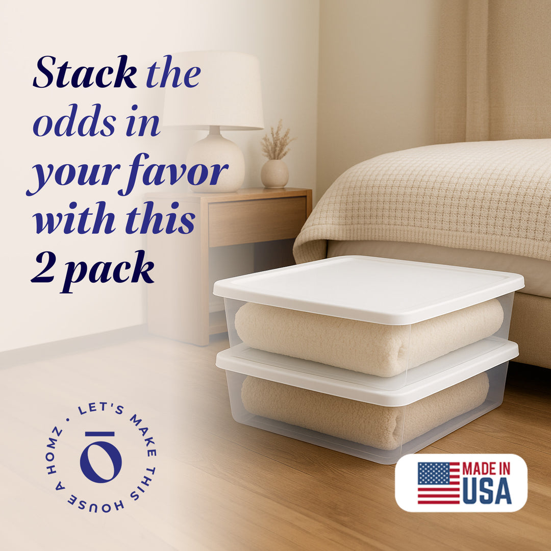 Homz 28 Qt Snaplock Clear Plastic Storage Container Bin with Secure Lid, 2 Pack