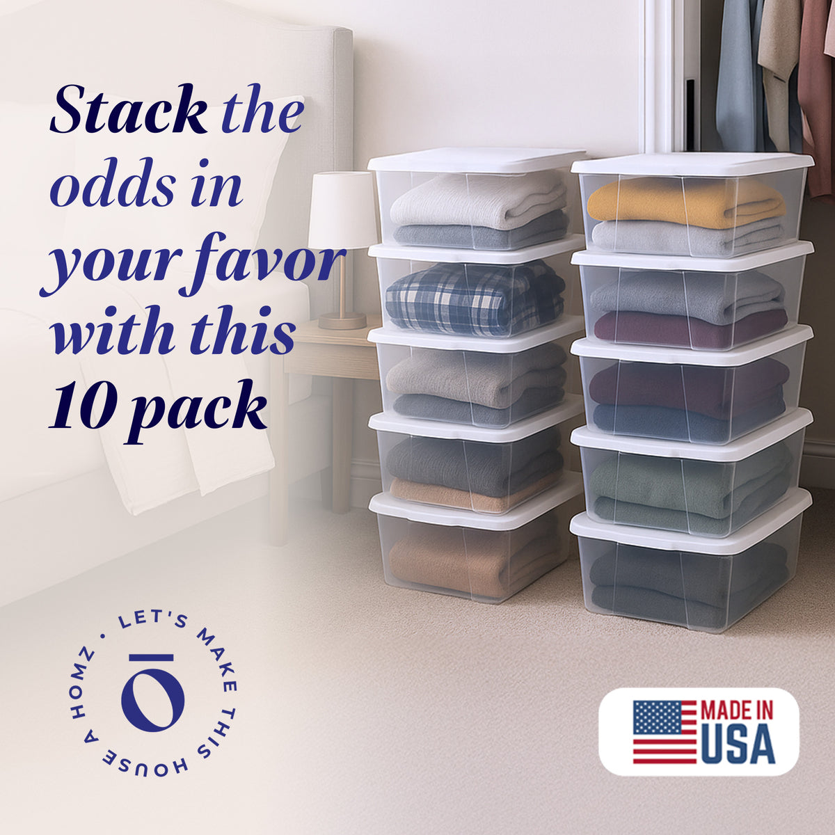 Homz 6 Qt Secure Latching Plastic Container Bin w/ Lid 10 Pack (Open Box)