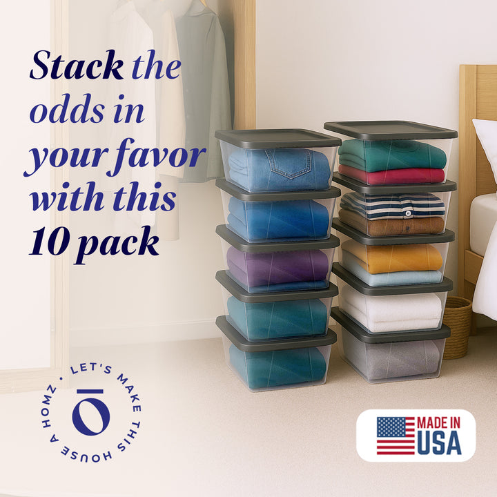 Homz Snaplock 6 Quart Clear Organizer Storage Container Bin with Lid (10 Pack)
