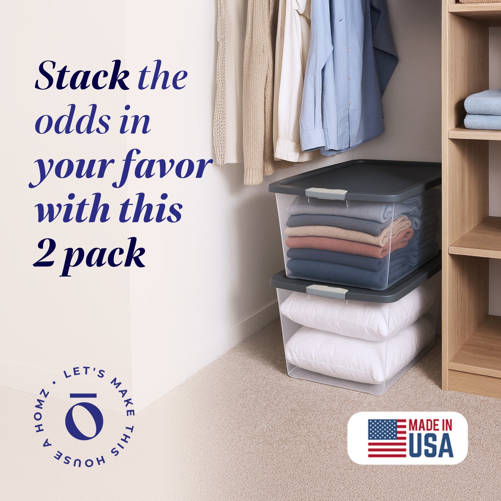 64 Qt Secure Latching Large Clear Plastic Storage Bin w/ Gray Lid (2 Pack)(Used) - VMInnovations