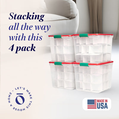 HOMZ 31 Qt Holiday Plastic Container w/ Latching Handles (4 Pack) (Open Box)
