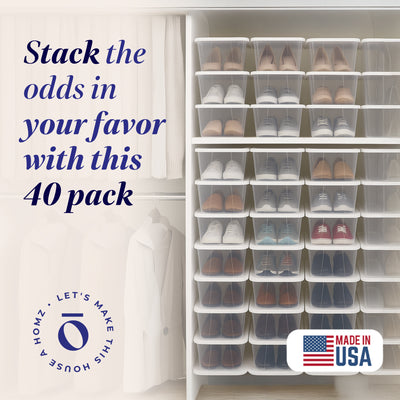 Homz 6 Qt Multipurpose Plastic Storage Containers with Latching Lid, (40 Pack)