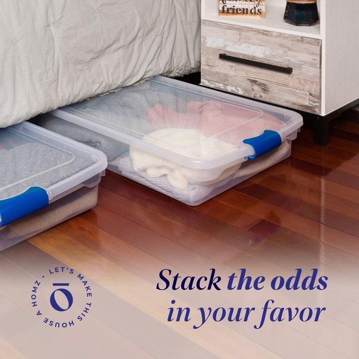 Homz 60 Quart Underbed Secure Latching Clear Plastic Container, (2pk) (Open Box)