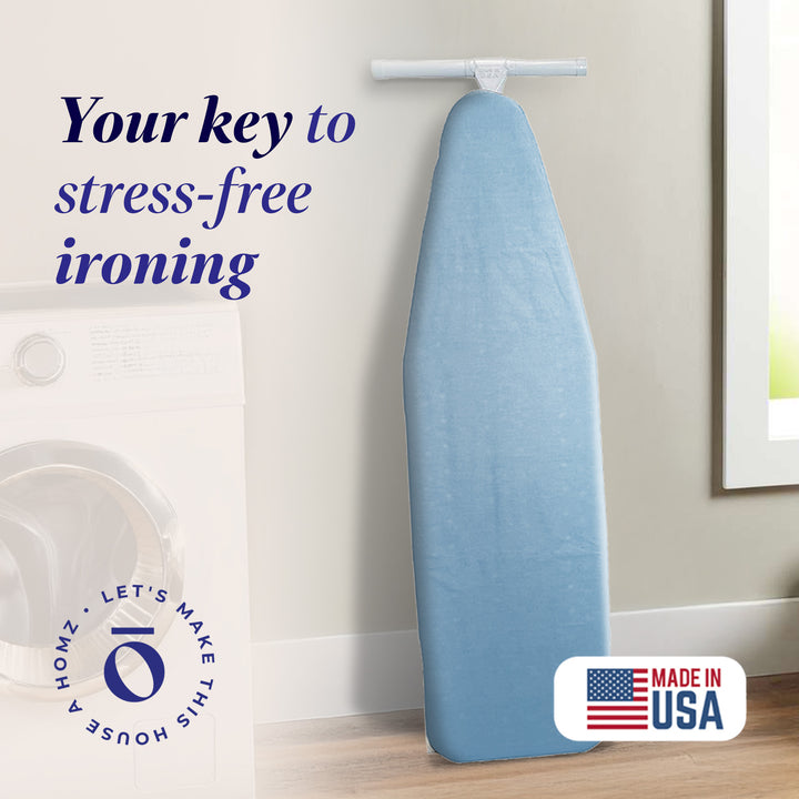 Homz T-Leg Adjustable Ironing Board w/ Foam Pad & Cotton Cover, Blue (Open Box)
