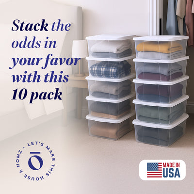 Homz 6 Qt Secure Latching Clear Plastic Storage Bin w/ Lid, (10 Pack) (Used) - VMInnovations