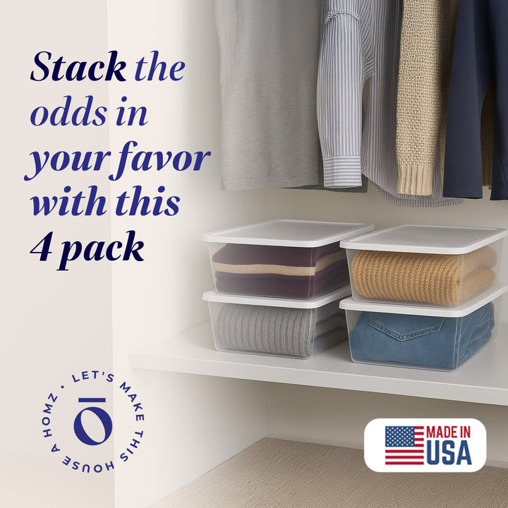 12 Qt Snaplock Clear Plastic Storage Container w/ Secure Lid, 4 Pack(Open Box)