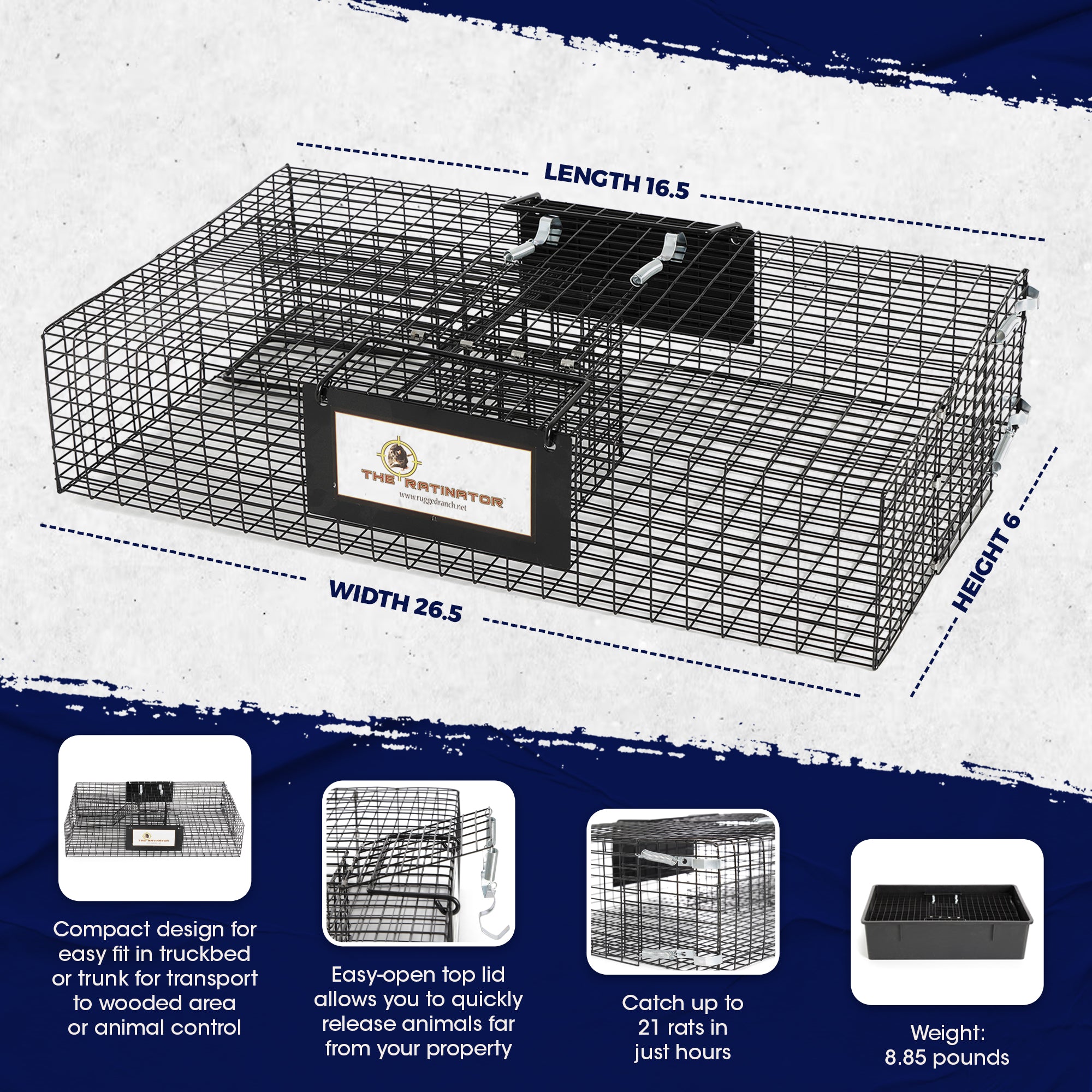 Rugged Ranch RATTR Ratinator Live Rat Squirrel Chipmunk Metal 2 Door Trap Cage - VMInnovations