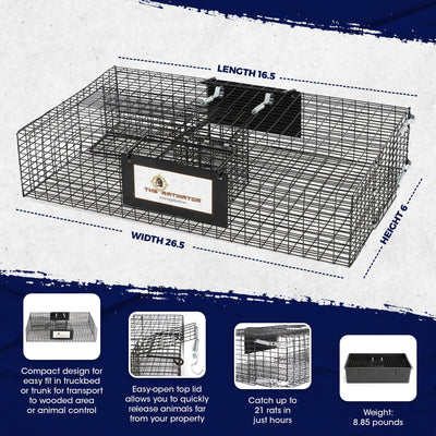 Rugged Ranch RATTR Ratinator Live Rat Squirrel Chipmunk Metal 2 Door Trap Cage - VMInnovations