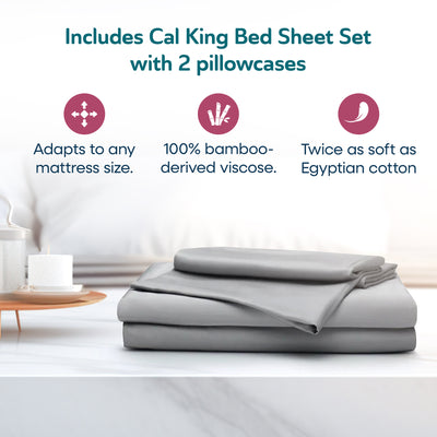 Sleepgram Viscose from Bamboo Cal King Bed Sheet Set w/2 Pillowcases (Open Box) - VMInnovations