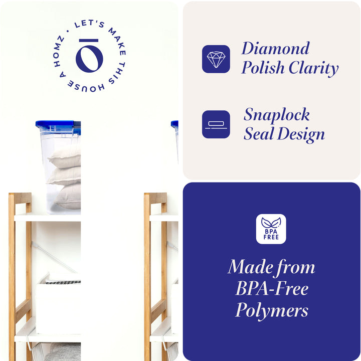 Homz 64 Qt Secure Latch Large Clear Stackable Storage Container Bin (4 Pack)