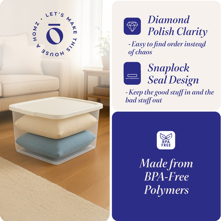 Homz 56 Qt Plastic Storage Container w/Snaplock Lid, Blue (2pk) (Open Box) - VMInnovations