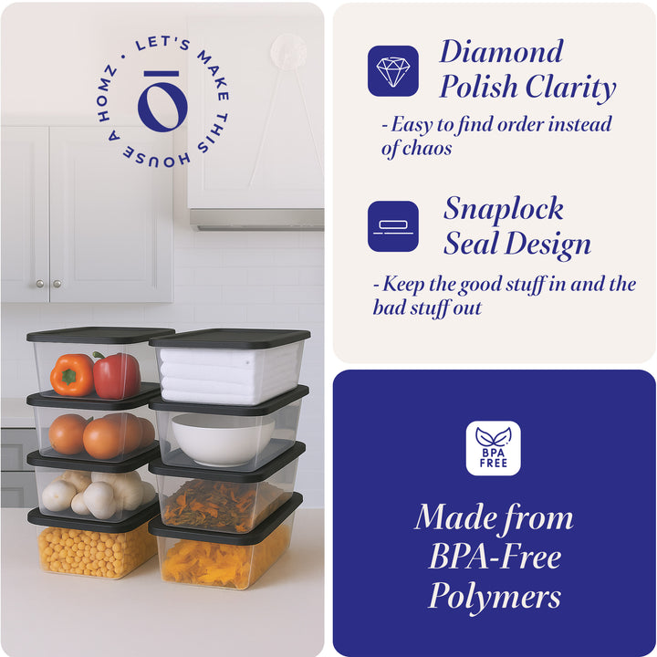 Homz Snaplock 6 Qt Clear Organizer Storage Container w/ Lid (10 Pack) (Open Box) - VMInnovations