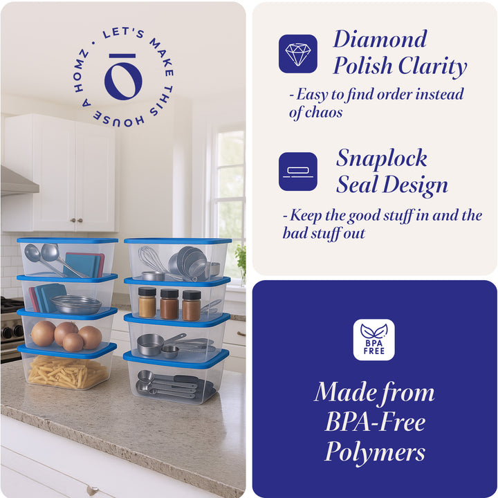 Homz Snaplock 6 Qt Stackable Plastic Storage Container w/ Lid, Blue (10pk)(Used)