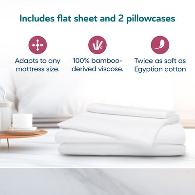 Sleepgram Viscose from Bamboo King Bed Sheet Set with 2 Pillowcases, White