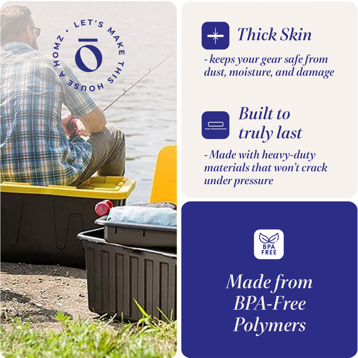 Homz 15 Gal Durabilt Storage Container w/Snap Lid, Black/Yellow(2 Pk)(Open Box) - VMInnovations