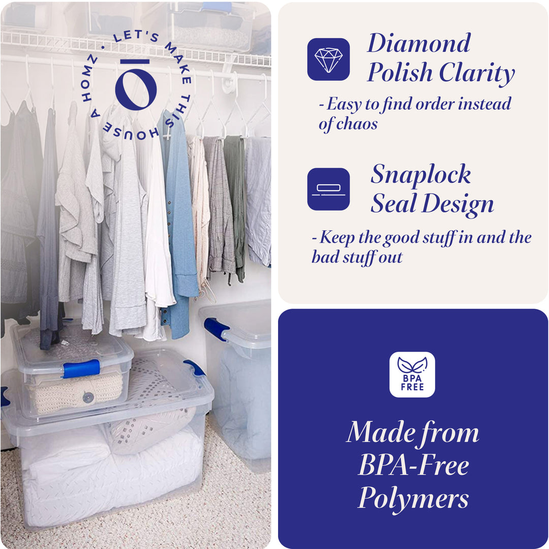 Homz 15.5 Quart Clear Plastic Stackable Storage Containers, 4 Pack (Open Box)