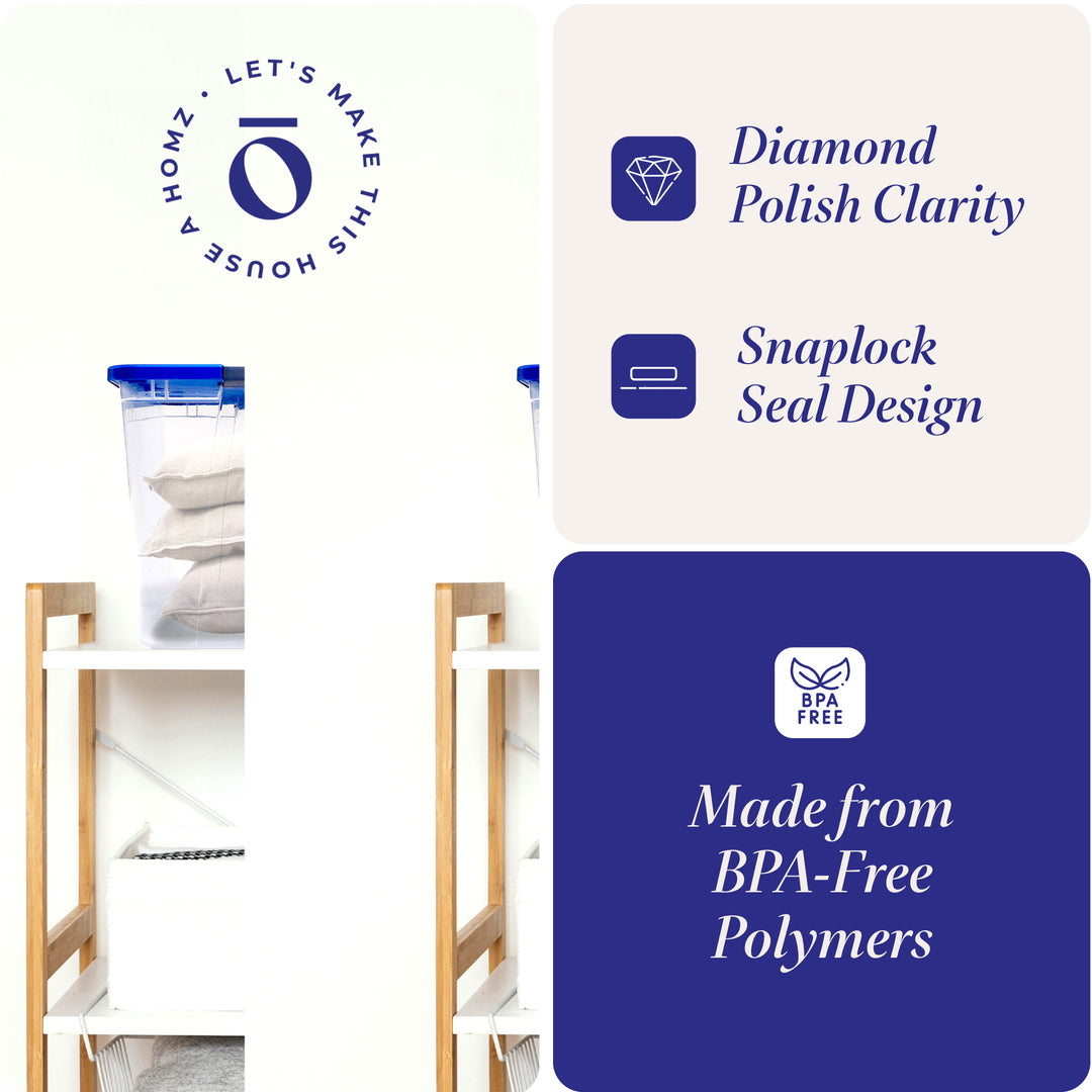 Homz 64 Qt Secure Latch Large Clear Stackable Storage Container Bin (4 Pack)