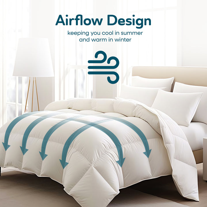 Sleepgram Queen Sized Pre Shrunk Lightweight Embroidered Cotton Comforter, White - VMInnovations