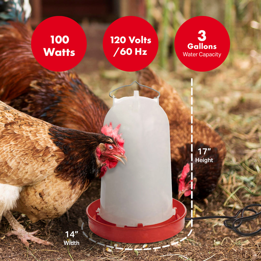 API 3 Gal Heated Poultry Chicken Waterer Drinking Water Tank Trough (Open Box)