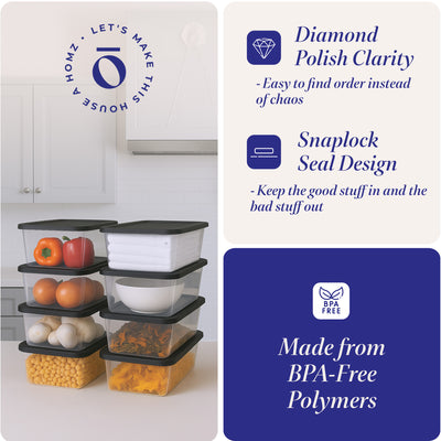 Homz Snaplock 6 Qt Clear Organizer Storage Container w/ Lid (10 Pack) (Open Box) - VMInnovations