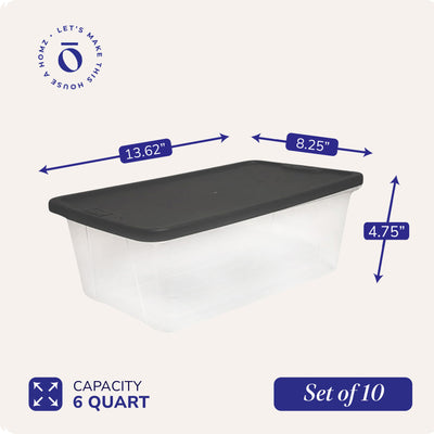 Homz Snaplock 6 Quart Clear Storage Container Bin w/ Lid (10 Pack) (Used) - VMInnovations