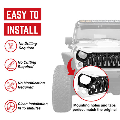 American Modified Shark Grille for '07 -'18 Jeep Models, White & Black (Used) - VMInnovations