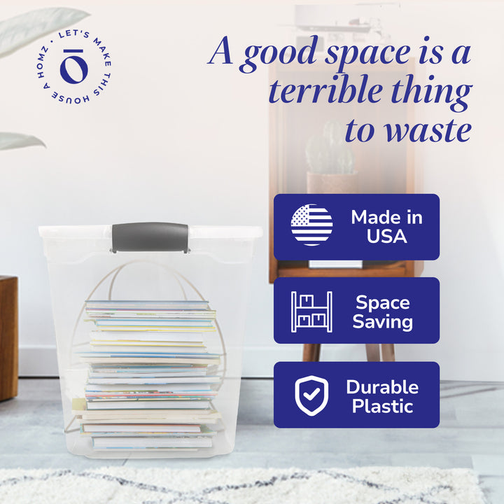 HOMZ 112 Quart Plastic Storage Container, Extra Large, Clear (2 Pack) (Used)