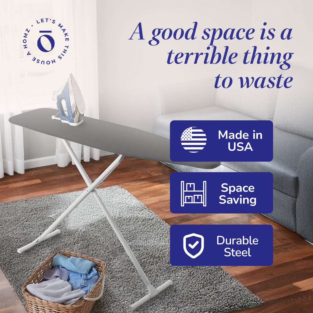 Homz T-Leg Foldable Adjustable Ironing Board with Foam Pad & Cotton Cover (Used)