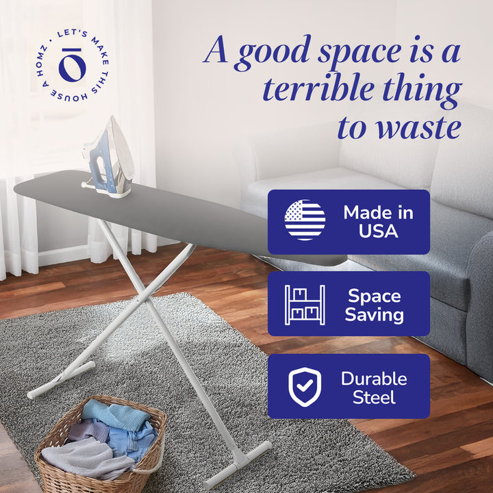 Homz T-Leg Foldable Adjustable Ironing Board with Foam Pad & Cotton Cover (Used)