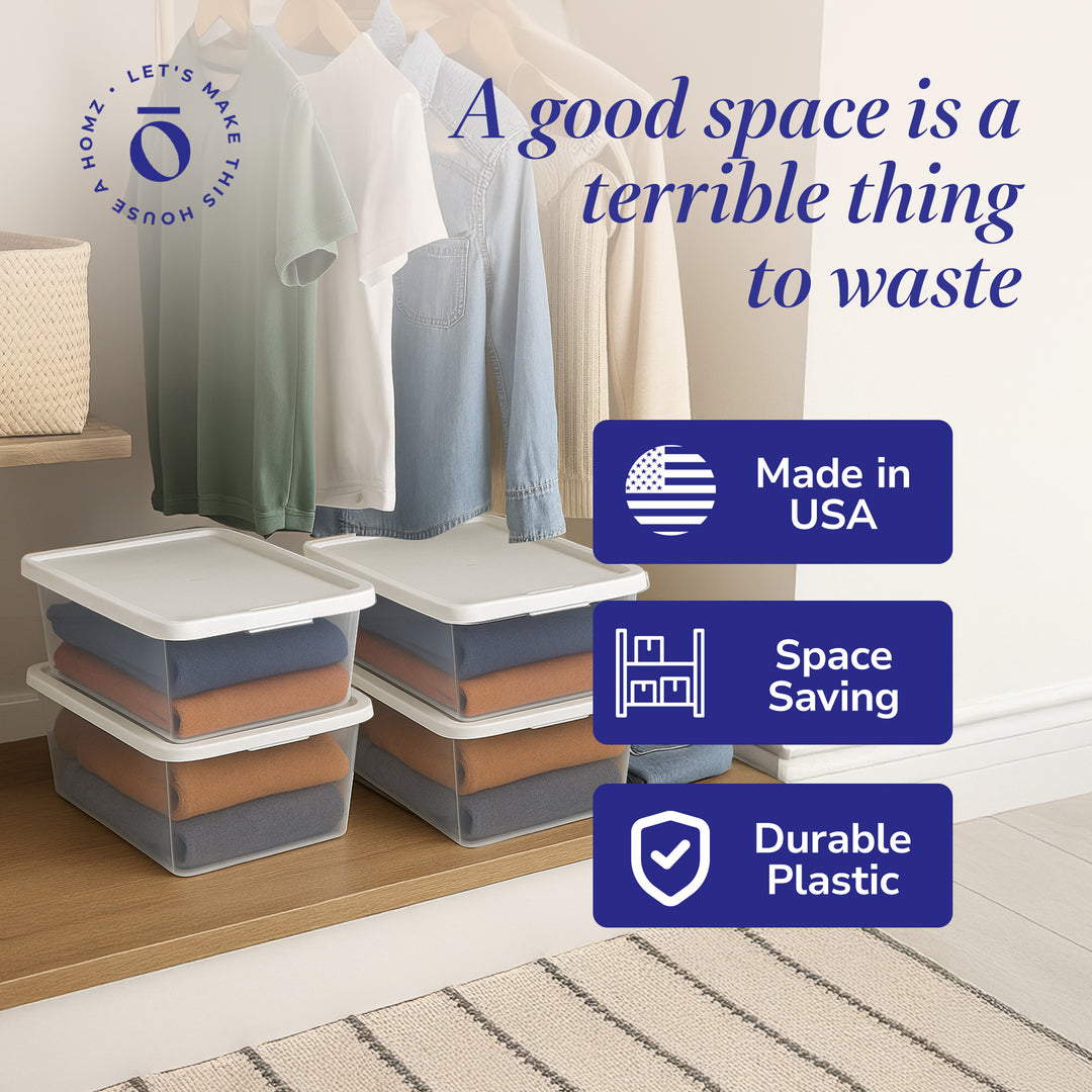 Homz 12 Qt Snaplock Clear Plastic Storage Container Bin with Secure Lid, 4 Pack