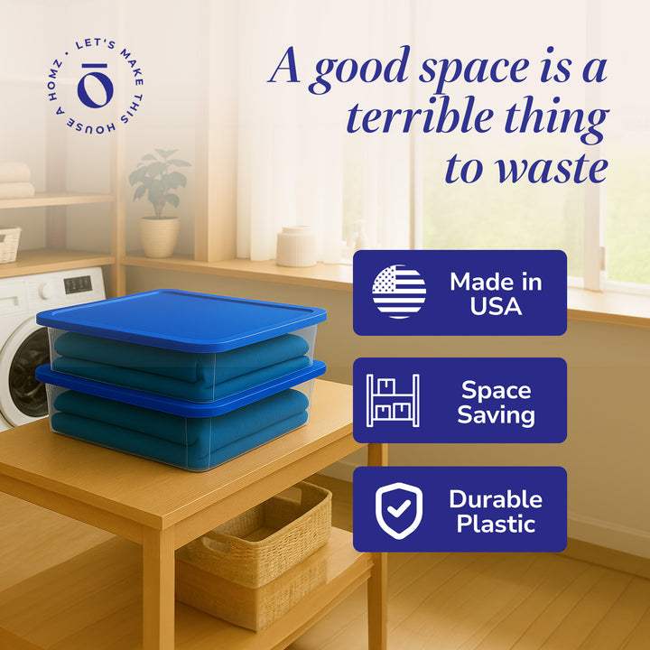 Homz 28 Qt Snaplock Clear Plastic Storage Container Bin , Blue (2pk) (Open Box)