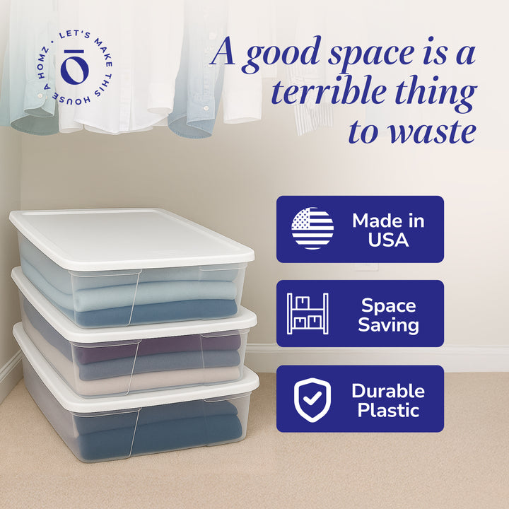 Homz 28 Qt Snaplock Clear Plastic Storage Container Bin with Secure Lid (4 Pack)
