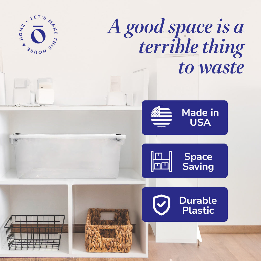 Homz 64 Qt Clear Storage Container w/Latching Lids, (2 Pack) (Open Box)