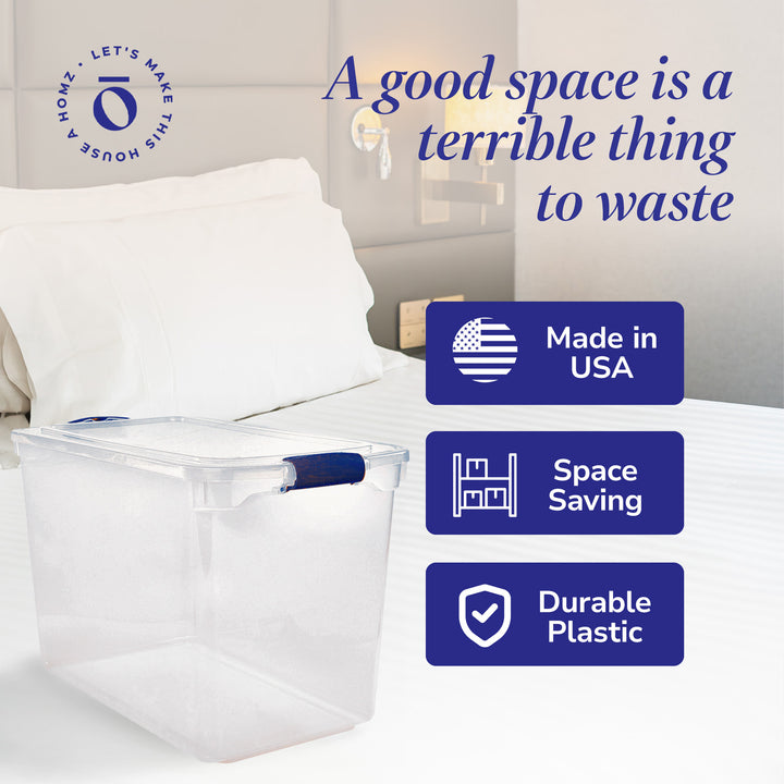 Homz 112 Quart Modular Stackable Storage Containers, Clear, 2 Pack (Open Box) - VMInnovations