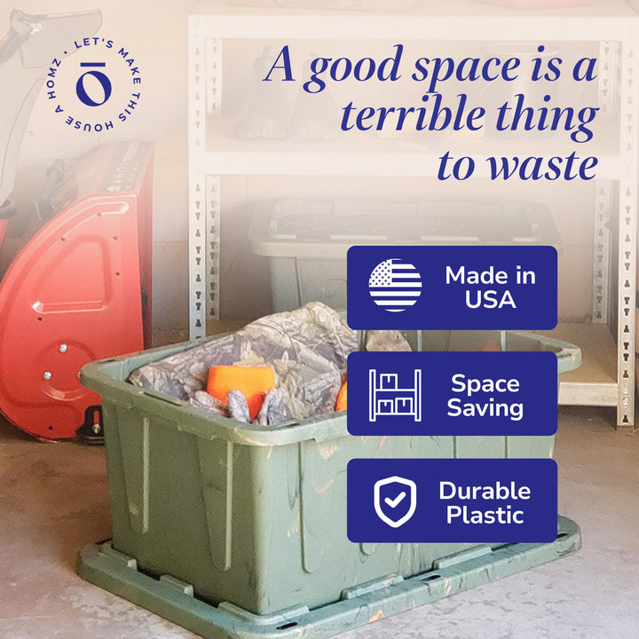 HOMZ 2 Pack Durabilt Storage, Stackable Bins, 27 Gallon Containers, Green Camo