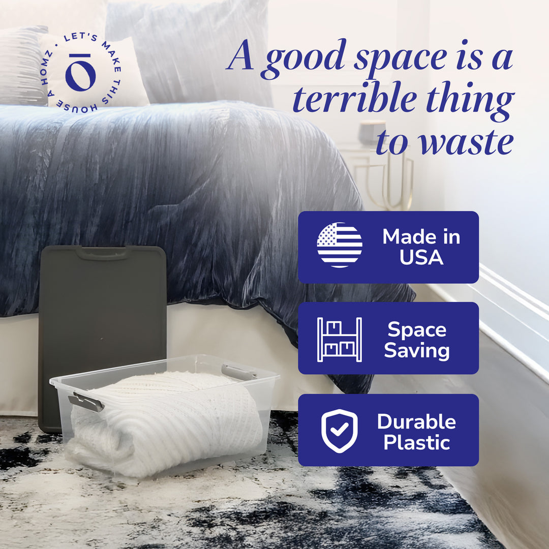 15 Qt Stackable Plastic Storage Container w/Snaplock Lid, Gray(4 Pack)(Open Box)