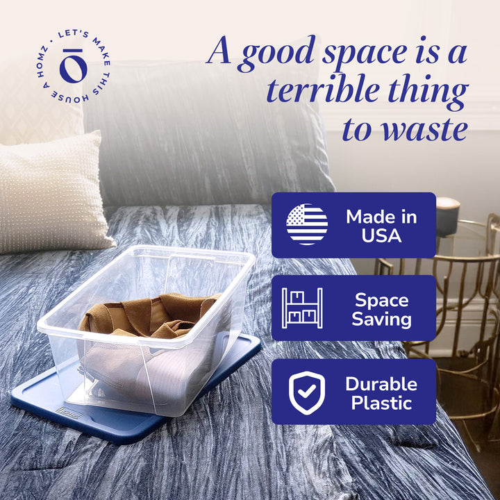 Homz Snaplock 6 Qt Stackable Storage Container w/ Lid, Blue (10Pk) (Open Box)