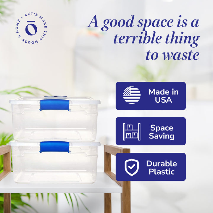 Homz 15.5 Quart Modular Stackable Storage Containers, Clear, 4 Pack (Open Box) - VMInnovations