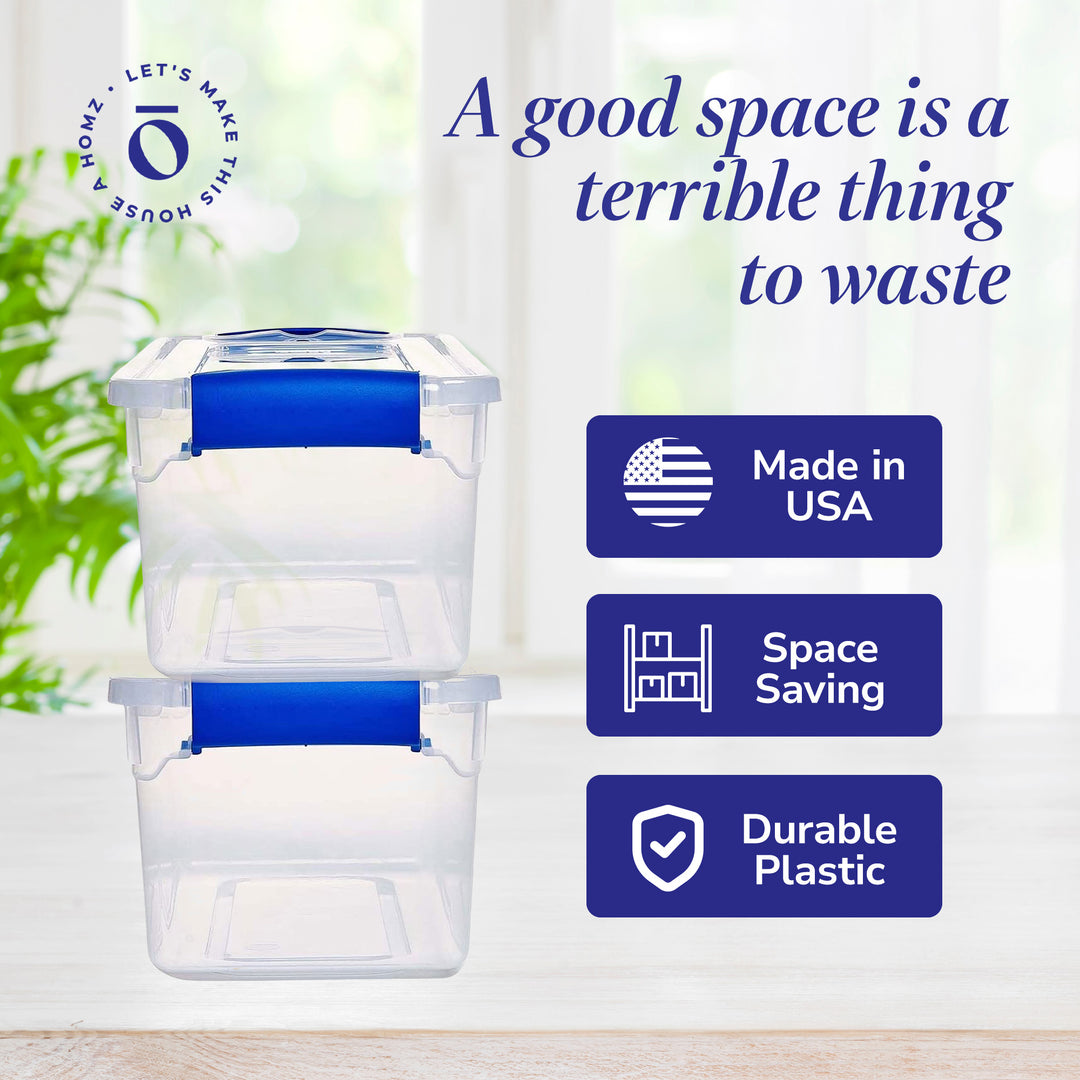 Homz 7.5 Qt Secure Clear Plastic Stackable Storage Container, 5 Pack (Open Box)