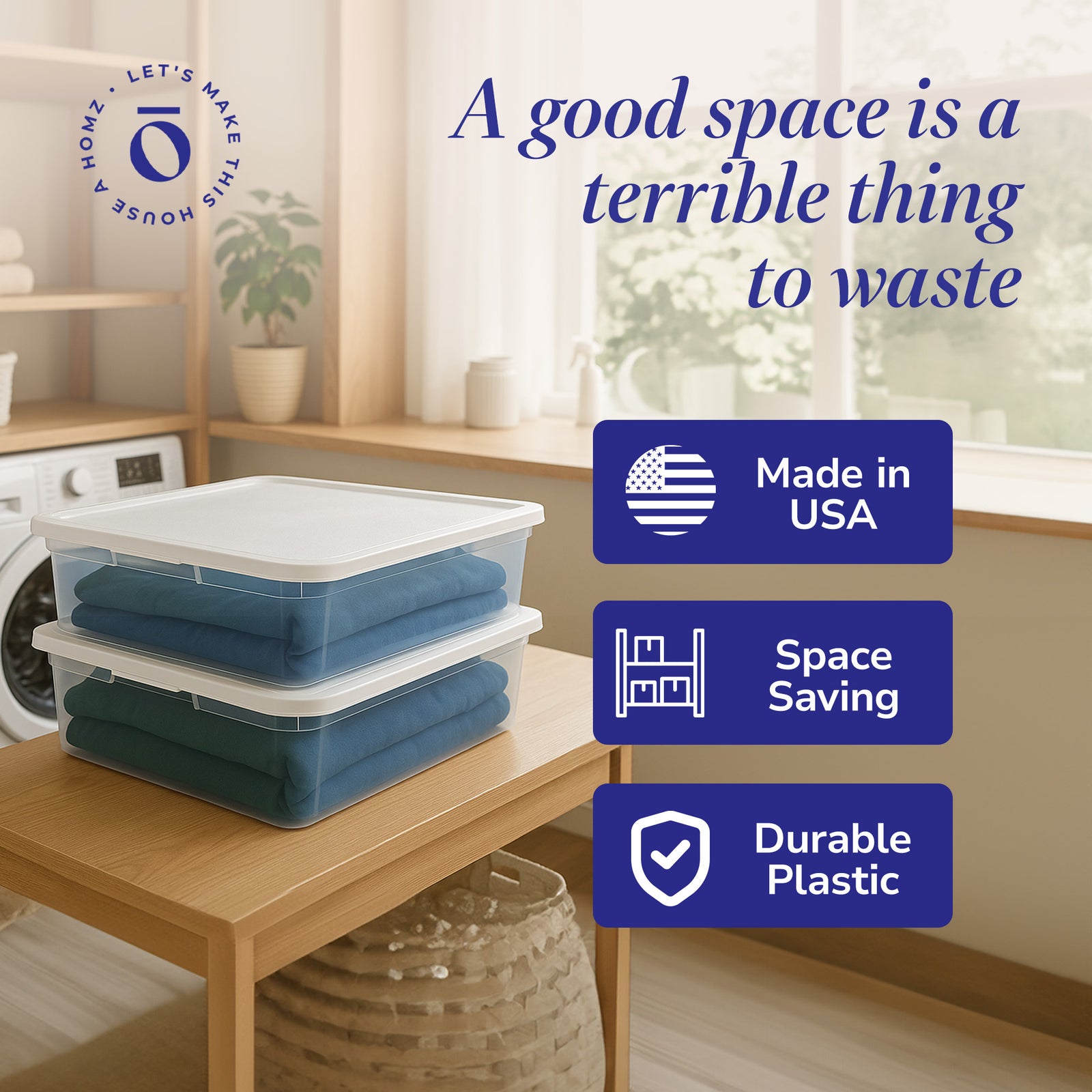 Homz 28 Qt Clear Plastic Storage Container Bin w/ Secure Lid, 2 Pack (Open Box) - VMInnovations