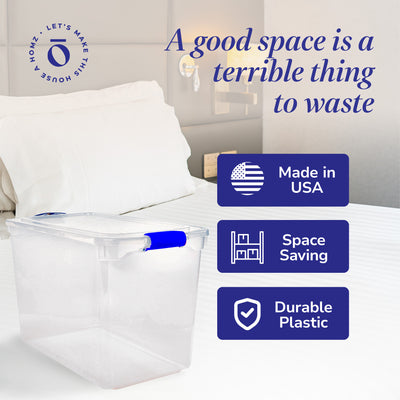 Homz 112 Quart Heavy Duty Modular Stackable Storage Containers, Clear, 4 Pack