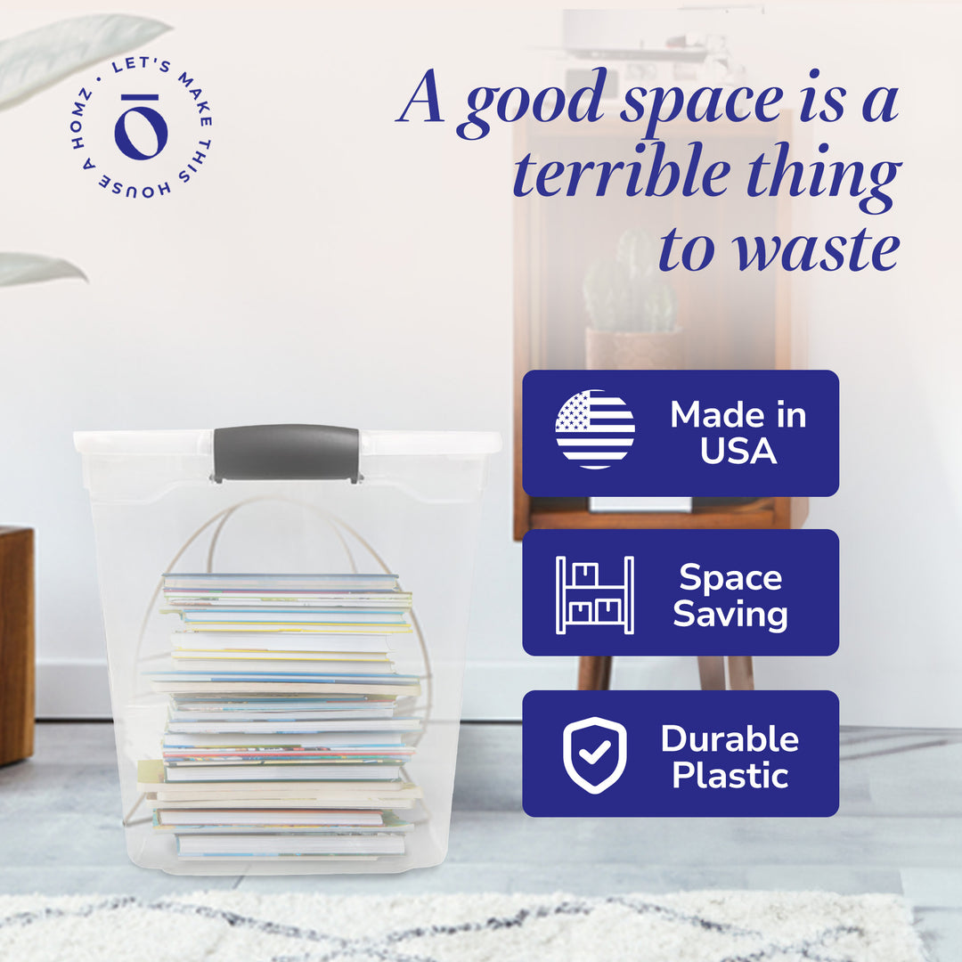 HOMZ 112 Quart Latching Plastic Storage Container, Extra Large, Clear (2 Pack)