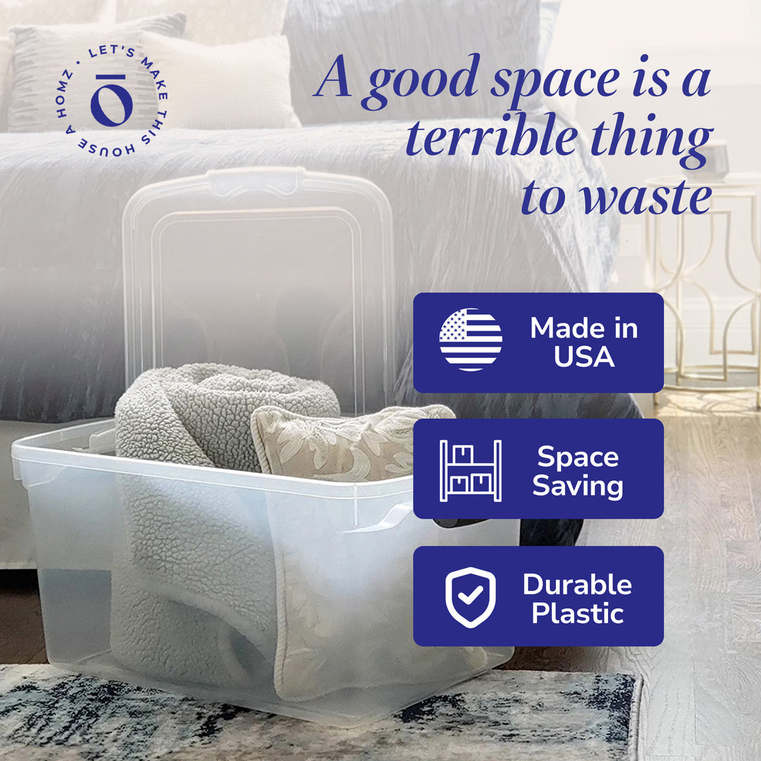 Homz 66Qt Clear Storage Container Bin with Latching Lids, (2 Pack) (Open Box) - VMInnovations